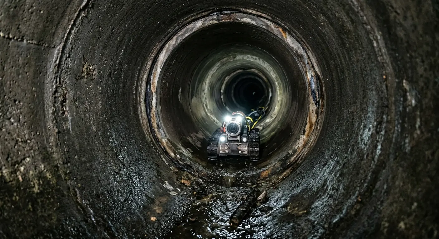 Robotic sewer camera inspecting pipe interior for Drain Snake Service in Camarillo
